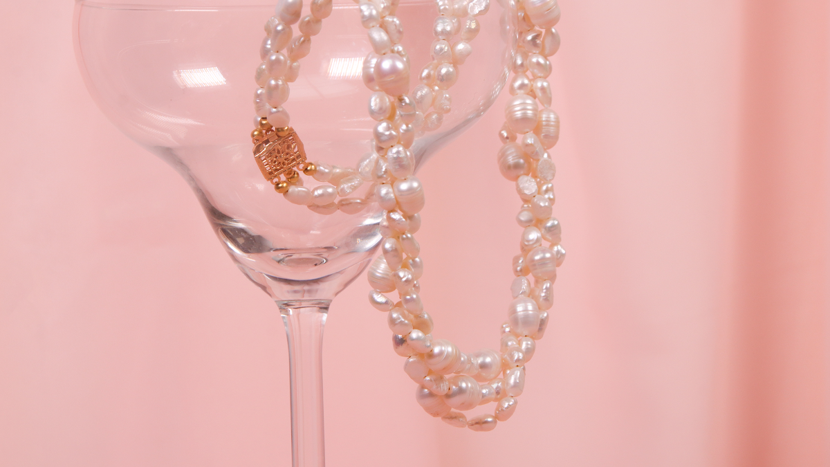 Esquema DIY Collar de perlas de agua dulce para bodas o fiestas