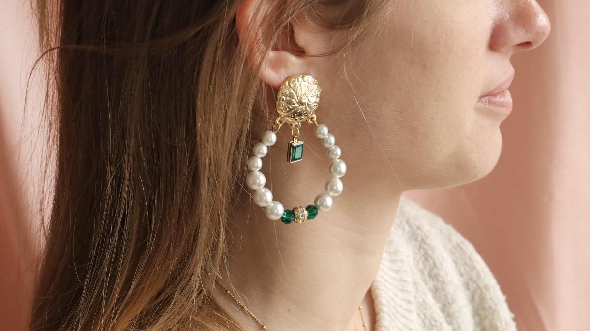 Esquema Pendientes estilo barroco con perlas Esquema Pendientes estilo barroco con perlas