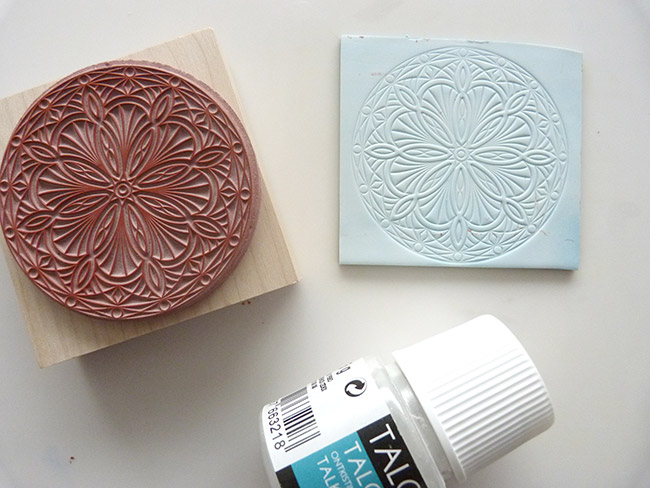 arcilla de polímero collar con tampón y pompones Mandala : Paso 3