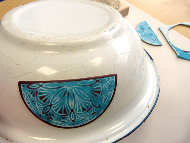 arcilla de polímero collar con tampón y pompones Mandala : Paso 7