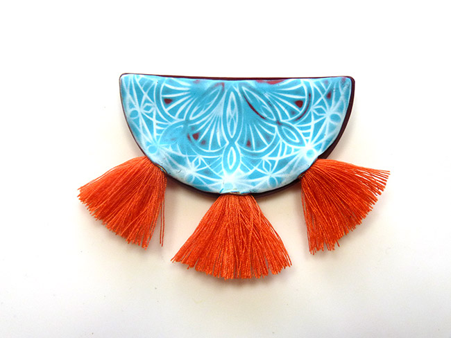 arcilla de polímero collar con tampón y pompones Mandala : Paso 9