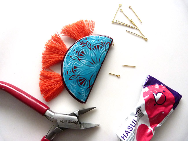 arcilla de polímero collar con tampón y pompones Mandala : Paso 11