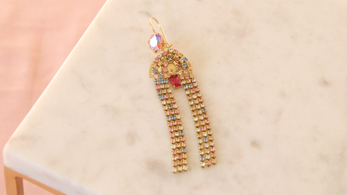 Esquema Pendientes con colgante de strass en forma de arco