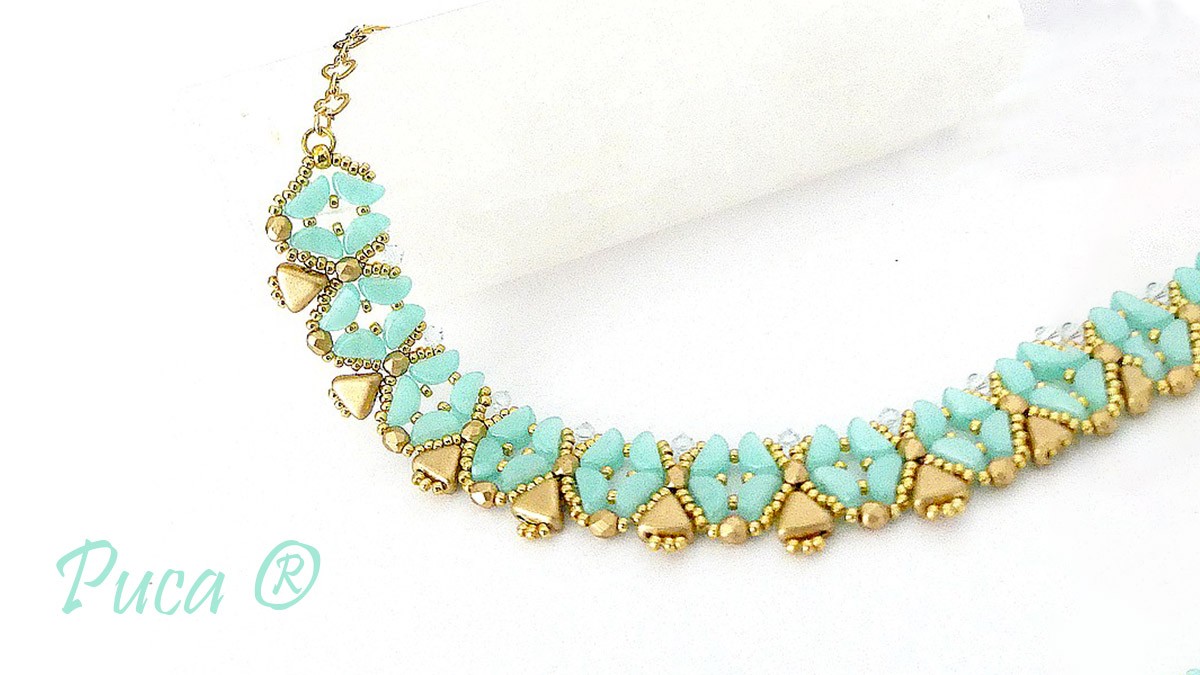 Esquema Collar Tuto Opaline con cuentas Kos Opal de Puca® (francés)