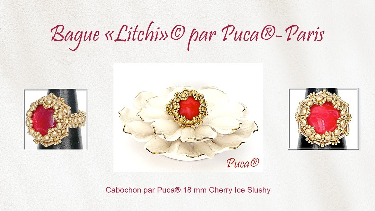 Esquema Anillo Tuto Litchi con cabujón de Puca® (francés) Esquema Anillo Tuto Litchi con cabujón de Puca® (francés)