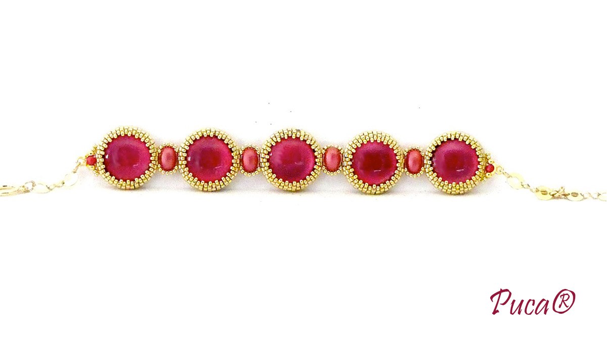 Esquema Pulsera Tuto Pamela con cabujones de Puca