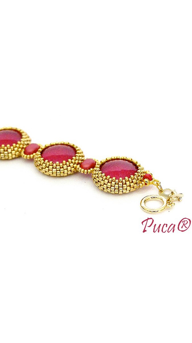 Esquema Pulsera Tuto Pamela con cabujones de Puca