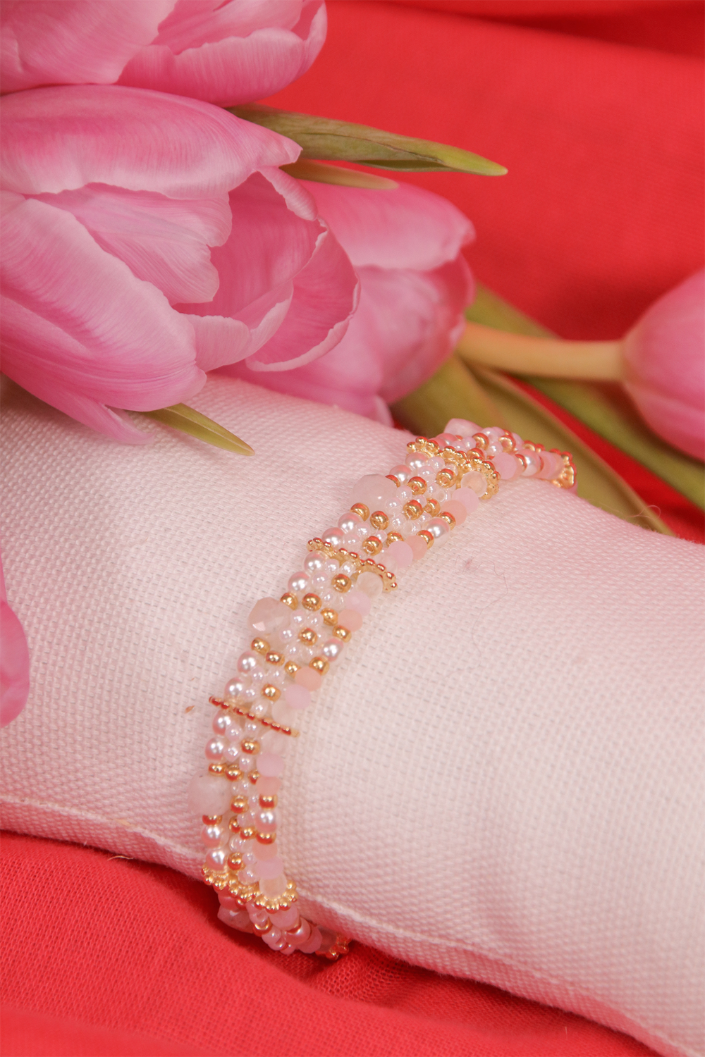 Esquema Pulsera flores multirang con cierre Hiilos Esquema Pulsera flores multirang con cierre Hiilos