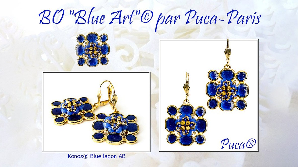 Pendientes Blue Art con cuentas Konos de Puca® tutorial Pendientes Blue Art con cuentas Konos de Puca® tutorial