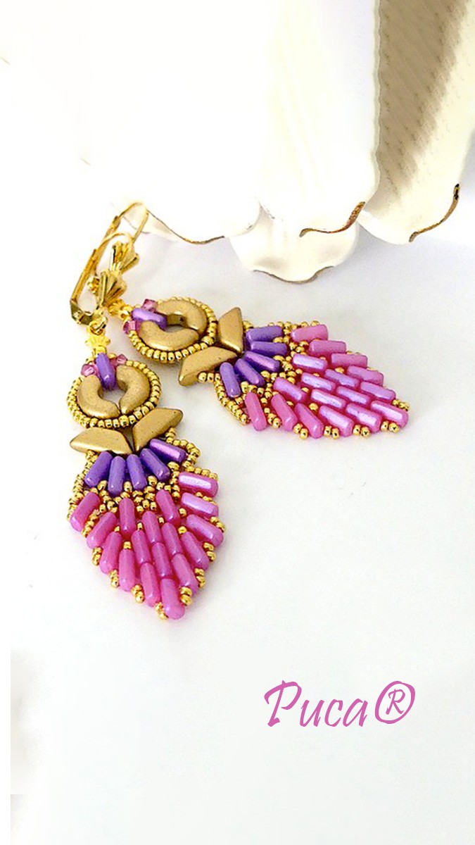Esquema Pendientes Balla con cuentas Piros de Puca®.
