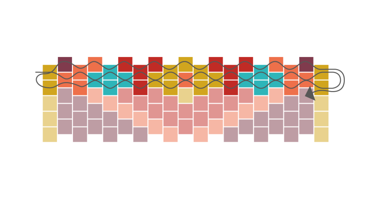 Tejiendo rejilla Miyuki Puño en Peyote Raro : Paso 4 Tejiendo rejilla Miyuki Puño en Peyote Raro : Paso 4