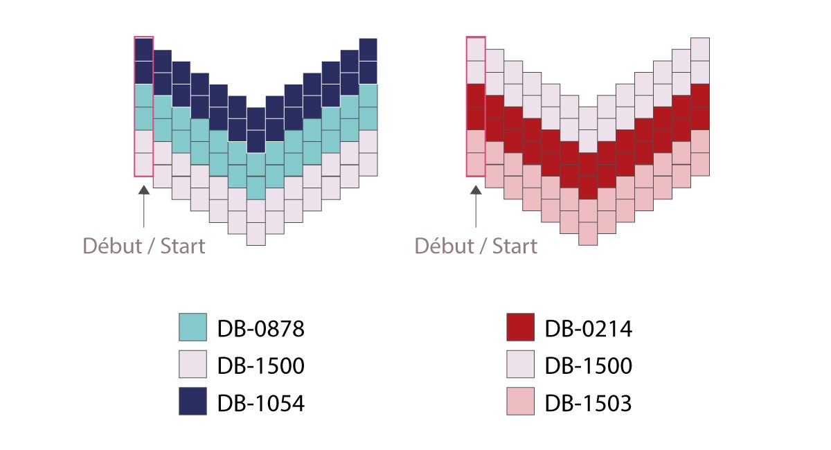 Esquema Miyuki Herringbone Earrings tutorial para aprender Brick Stitch