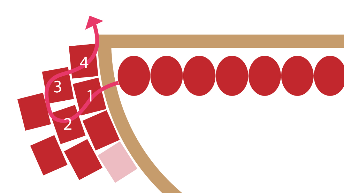 Miyuki collar media luna técnica punto de ladrillo : Paso 6