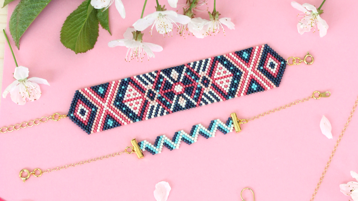 Esquema Miyuki Pulsera tejido ZigZag Brick Stitch