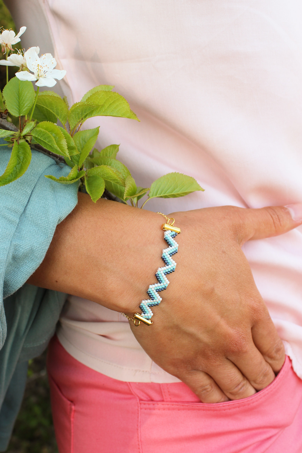 Esquema Miyuki Pulsera tejido ZigZag Brick Stitch