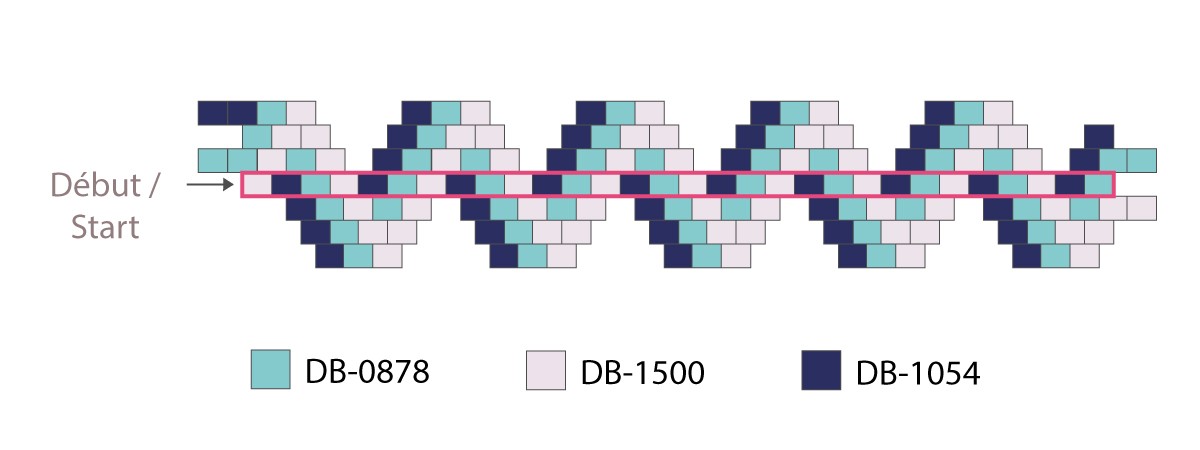 Esquema Miyuki Pulsera tejido ZigZag Brick Stitch