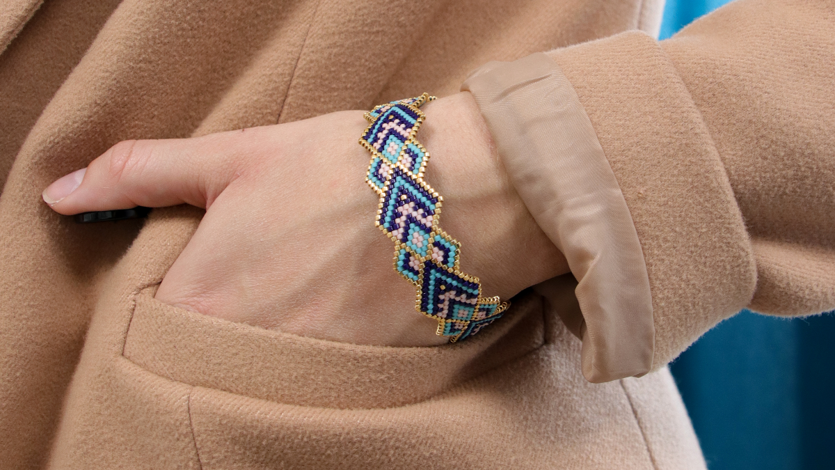 Pulsera Miyuki Peyote circular tejido de rejilla