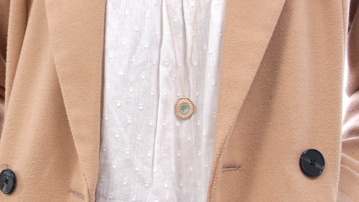 Esquema Collar Miyuki con colgante redondo Brick Stitch