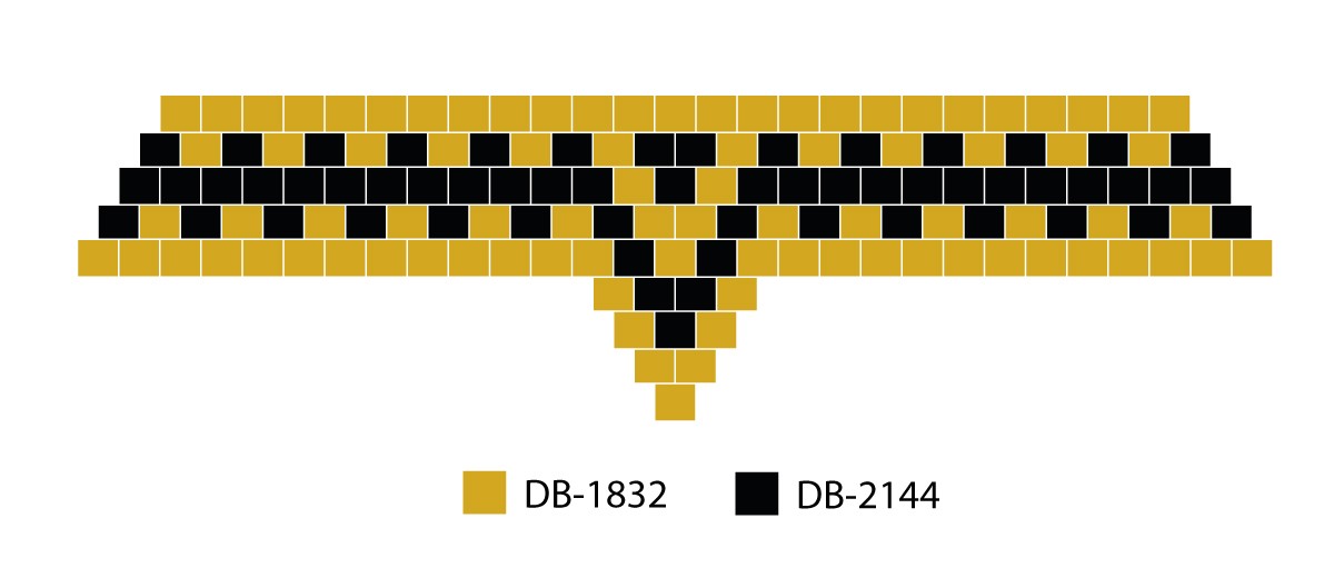 Esquema Collar Miyuki de rejilla tejida en Brick Stitch negro y dorado