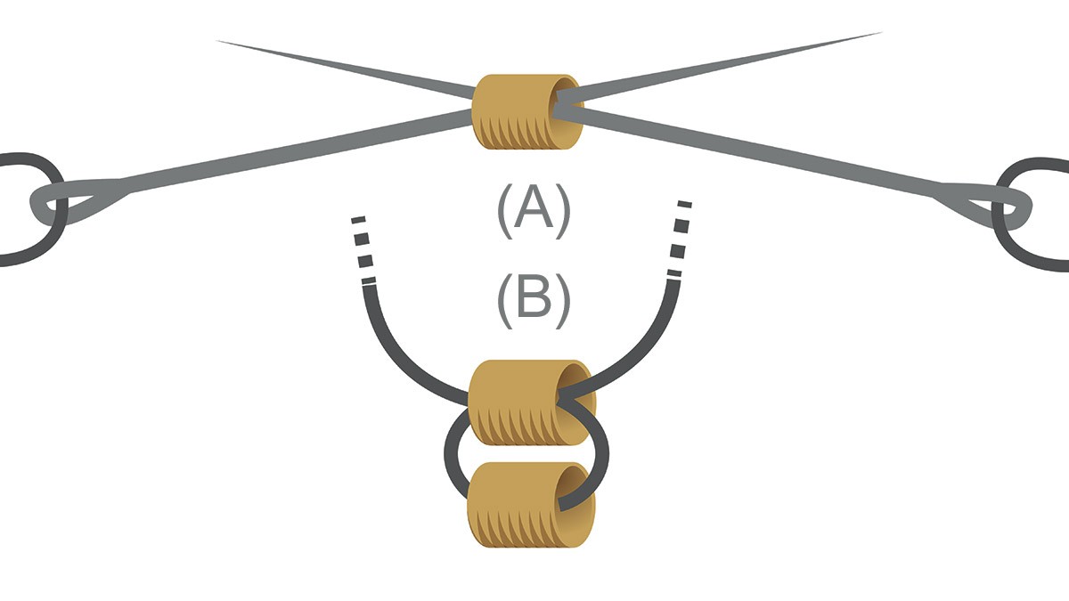 Collar Miyuki de rejilla tejida en Brick Stitch negro y dorado : Paso 1