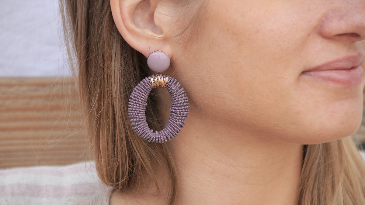 Esquema Pendientes vintage con eslabones grandes y cuentas de rocalla