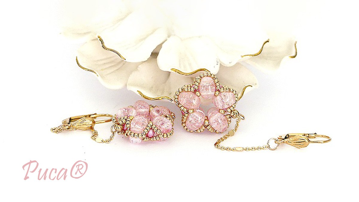 Esquema Pendientes de cuentas de Samos de Puca®, con cuentas de columbina