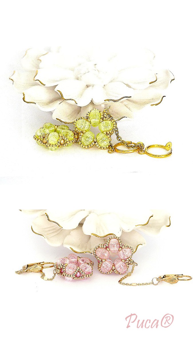 Esquema Pendientes de cuentas de Samos de Puca®, con cuentas de columbina