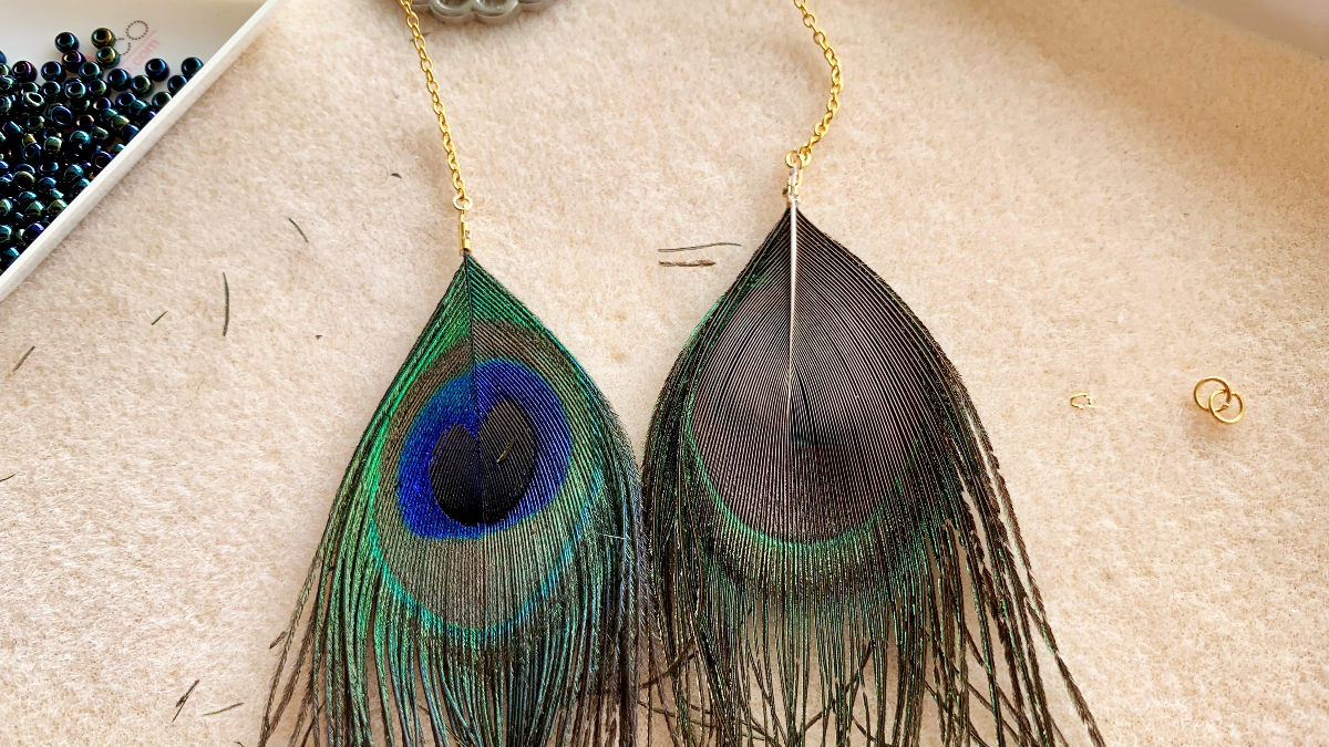 Pendientes colgantes en tejido peyote Cellini efecto espiral plano : Paso 12