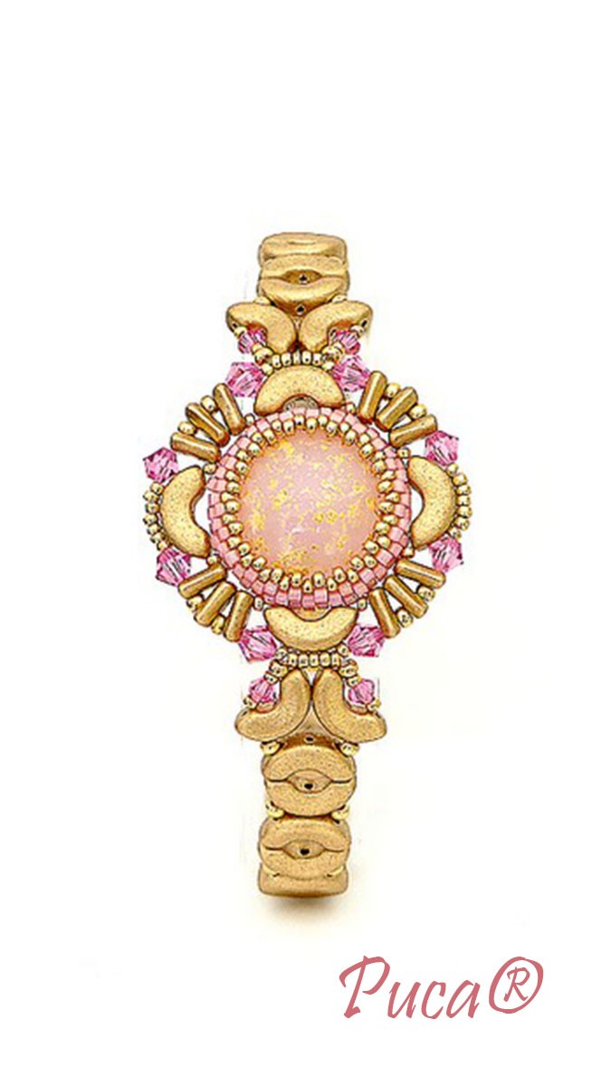 Esquema Pulsera Omega con cabujón de Puca Esquema Pulsera Omega con cabujón de Puca