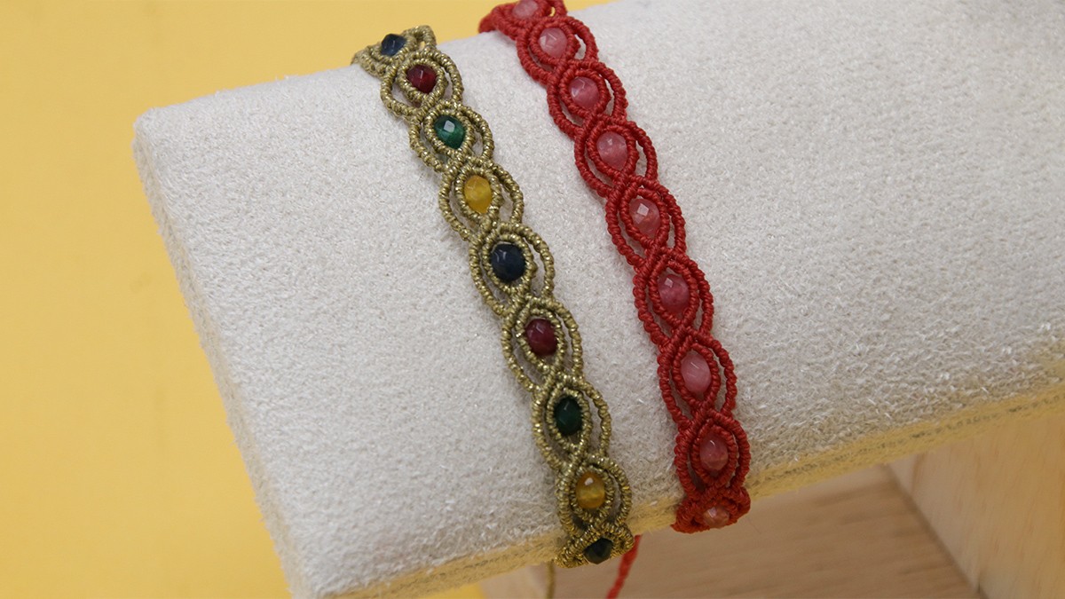 Esquema Pulsera de micromacramé y piedras preciosas Esquema Pulsera de micromacramé y piedras preciosas