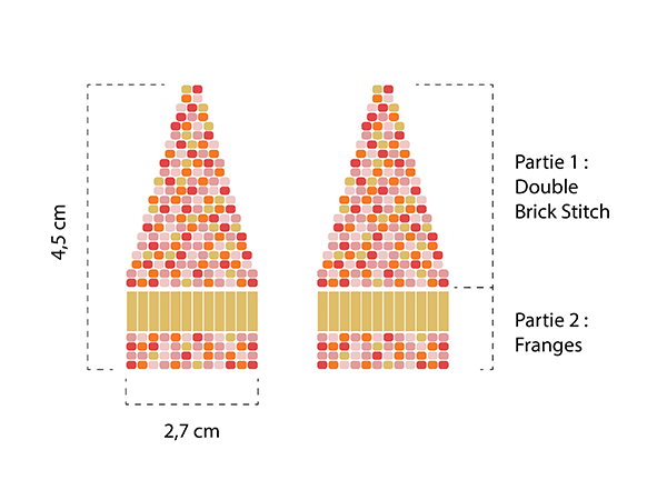 Pendientes en punto de ladrillo doble con rocallas : Paso 1