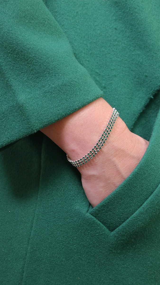 Pulsera multifilamento de plata con brillantes