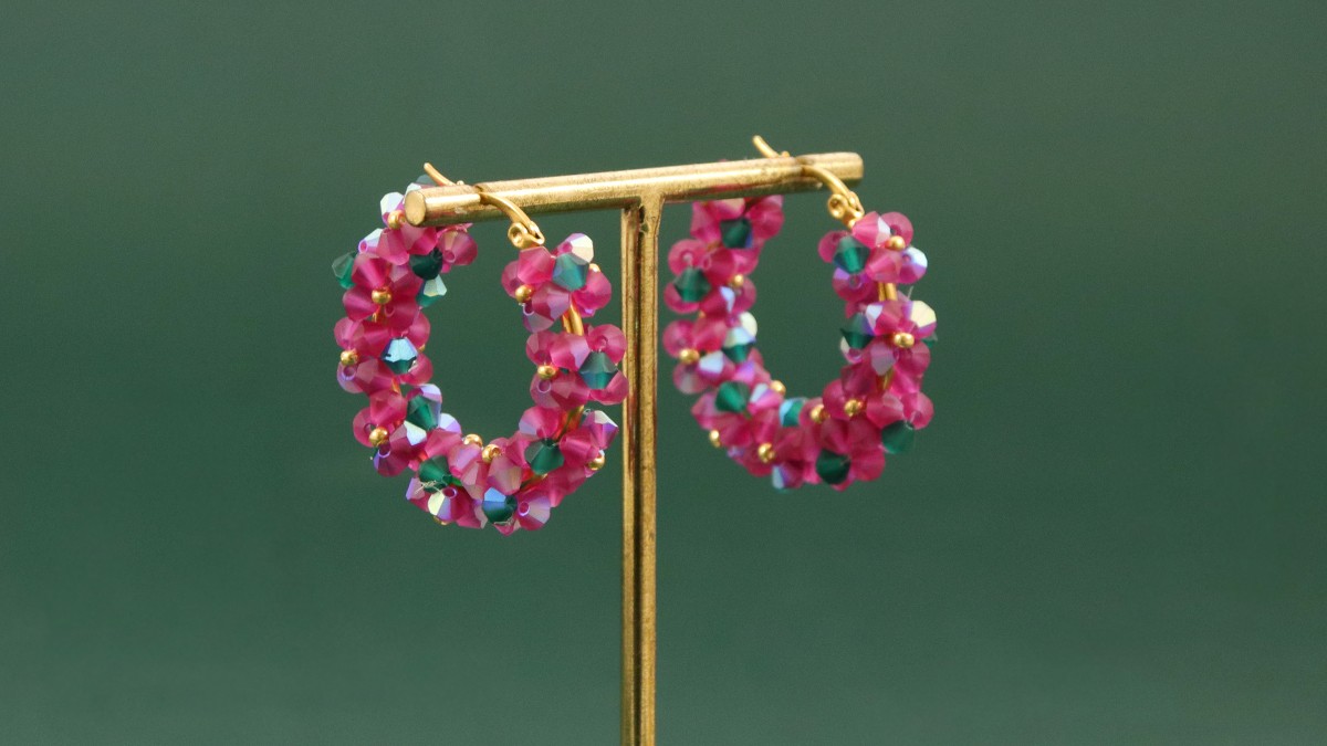 Créoles fleurs DIY en perles toupies