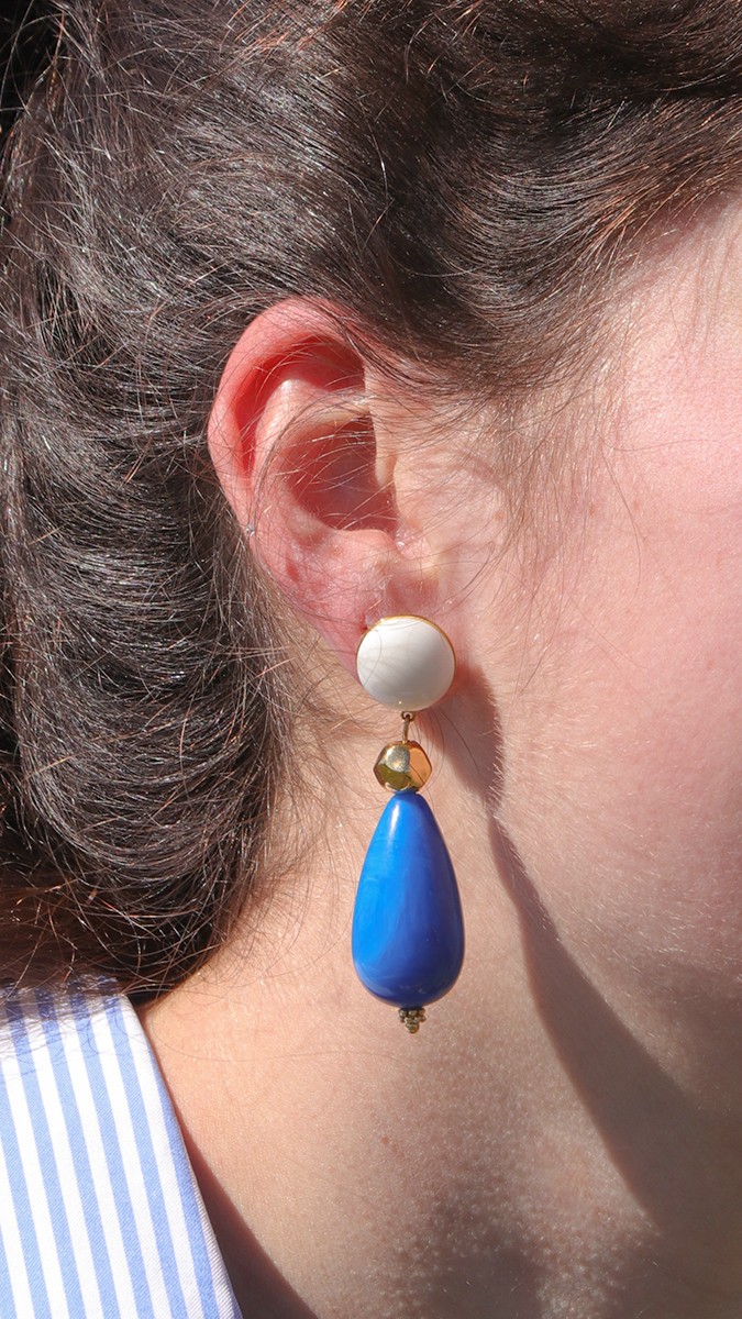 Esquema Pendientes con cuentas de resina en forma de pera Esquema Pendientes con cuentas de resina en forma de pera