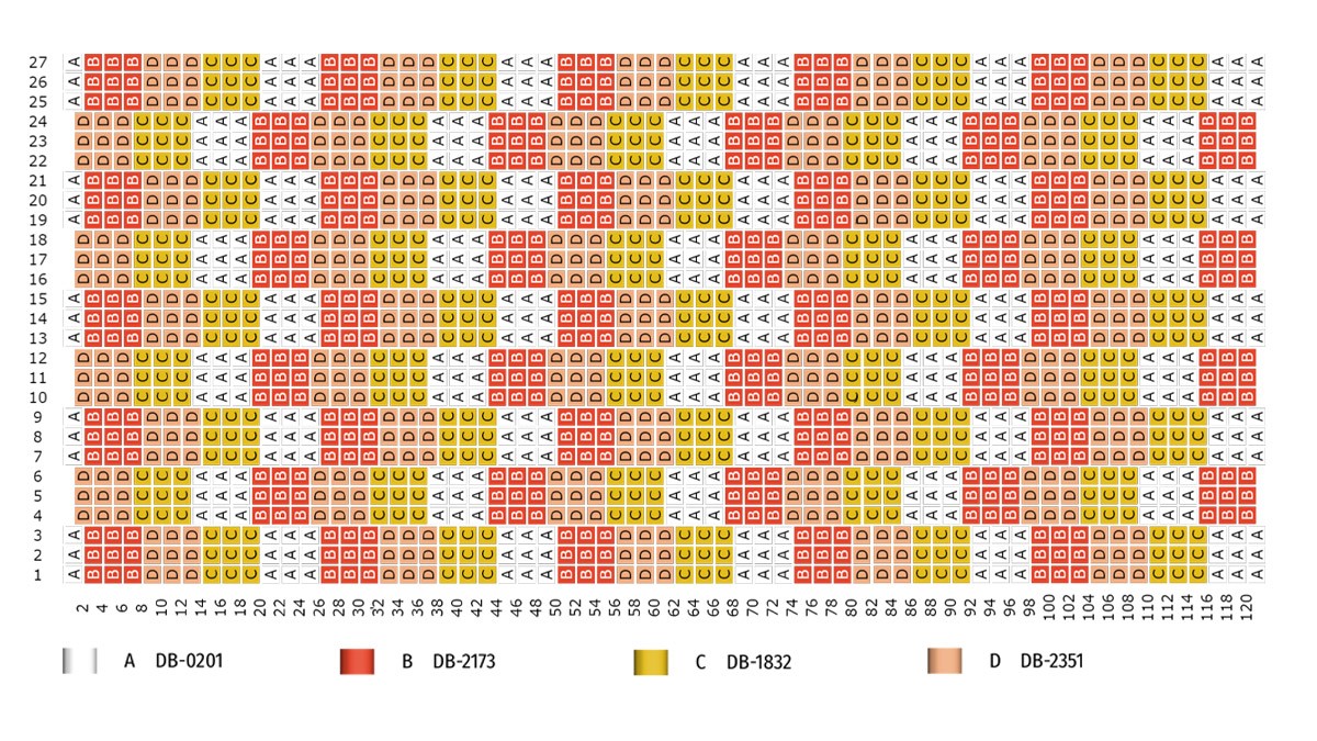 Esquema Pulsera Peyote Miyuki triple check con cierre de perla