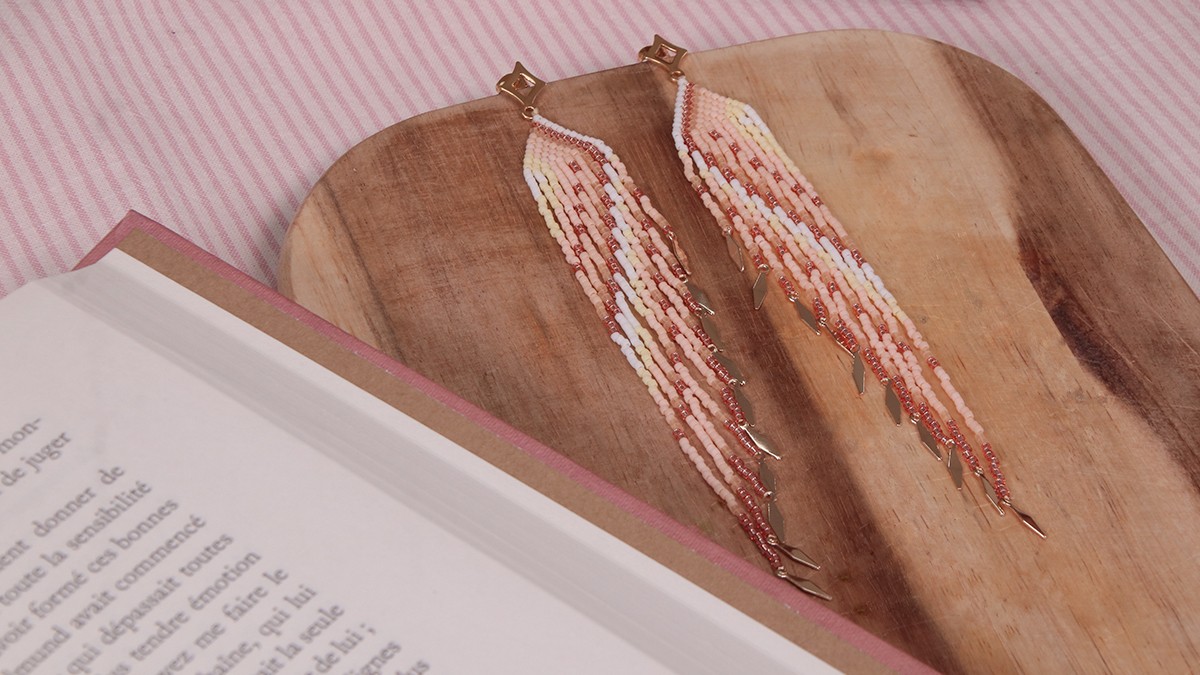 Esquema Pendientes con flecos de perlas miyuki