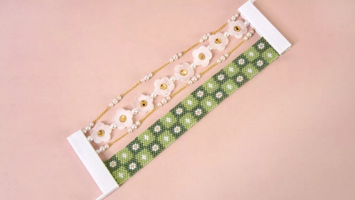 Esquema Pulsera tejida Miyuki Peyote Pareja con cierre Hiilos