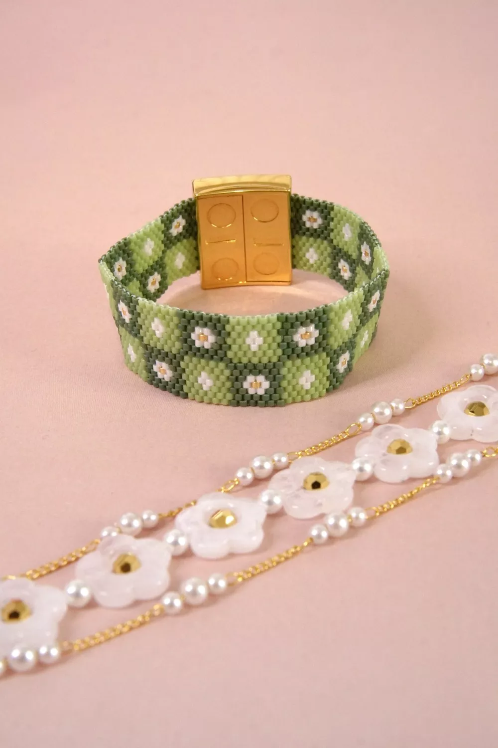 Pulsera tejida Miyuki Peyote Pareja con cierre Hiilos