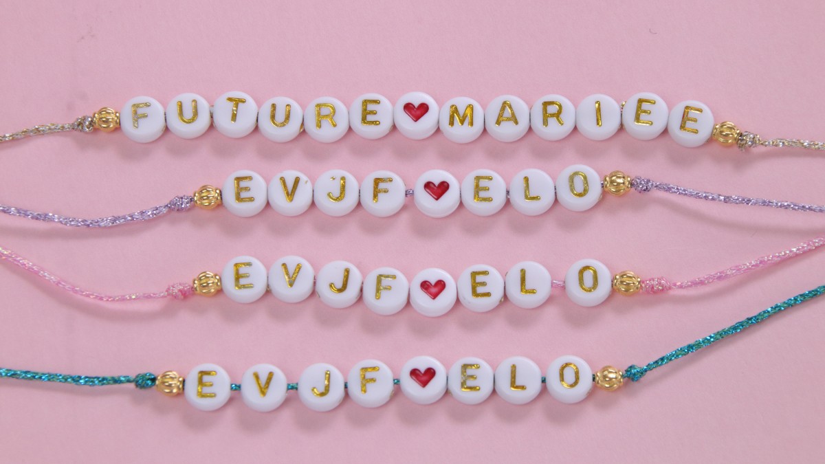 Pulseras para despedida de soltera con hilo metalizado y cuentas con letras : Paso 5 Pulseras para despedida de soltera con hilo metalizado y cuentas con letras : Paso 5