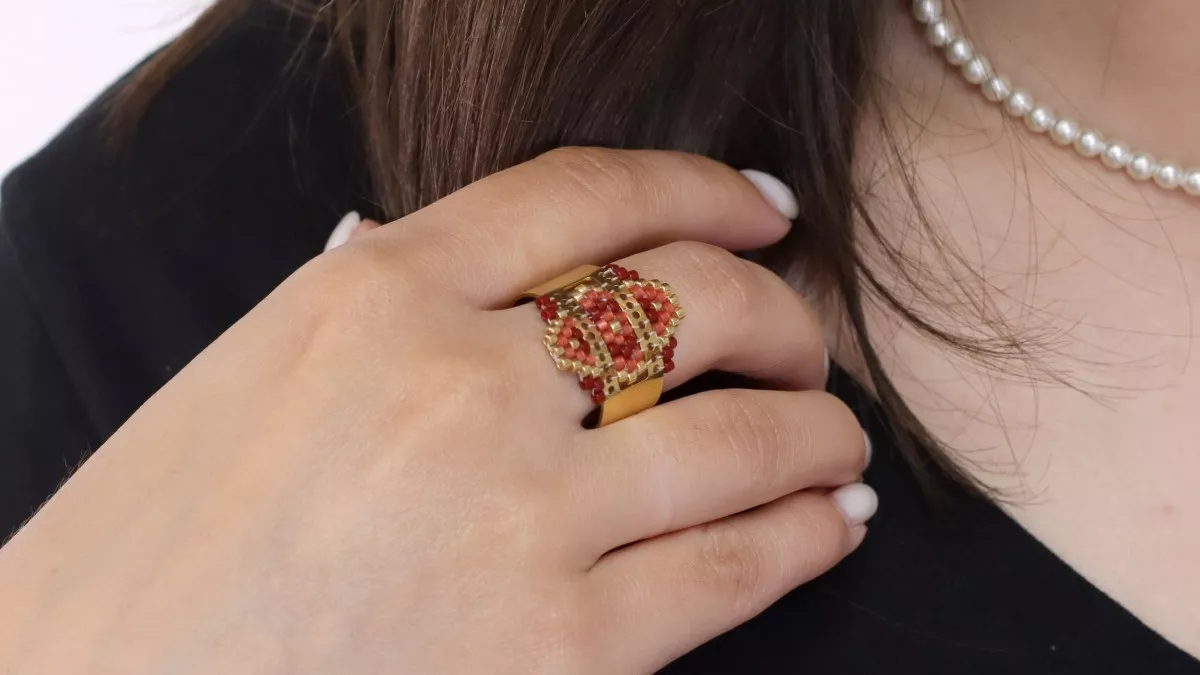 Esquema Cuentas Miyuki de acero inoxidable Anillo Brick Stitch Esquema Cuentas Miyuki de acero inoxidable Anillo Brick Stitch