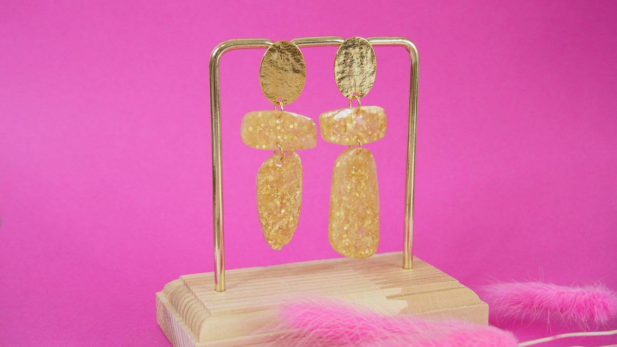 Pendientes de resina epoxi y purpurina