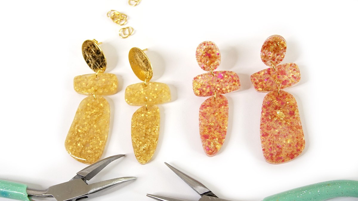 Pendientes de resina epoxi y purpurina : Paso 3