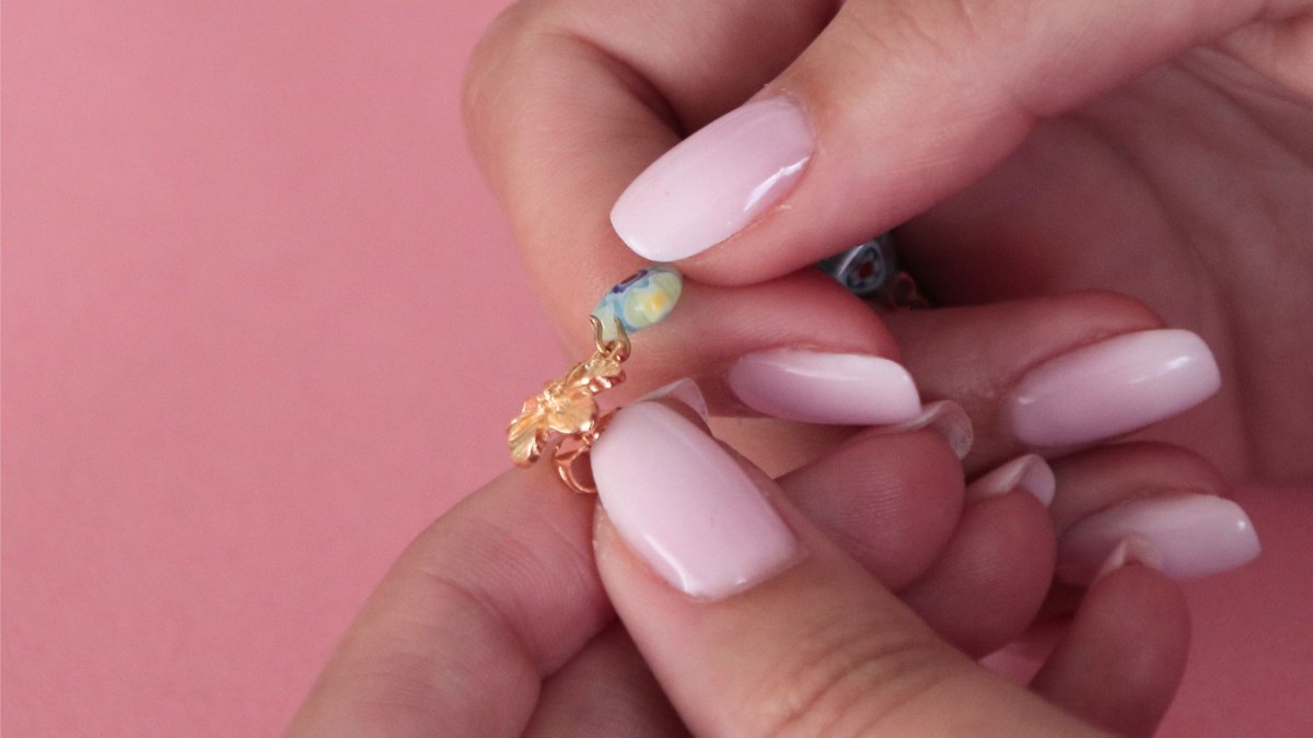 Pendientes colgantes con perlas Millefiori : Paso 1