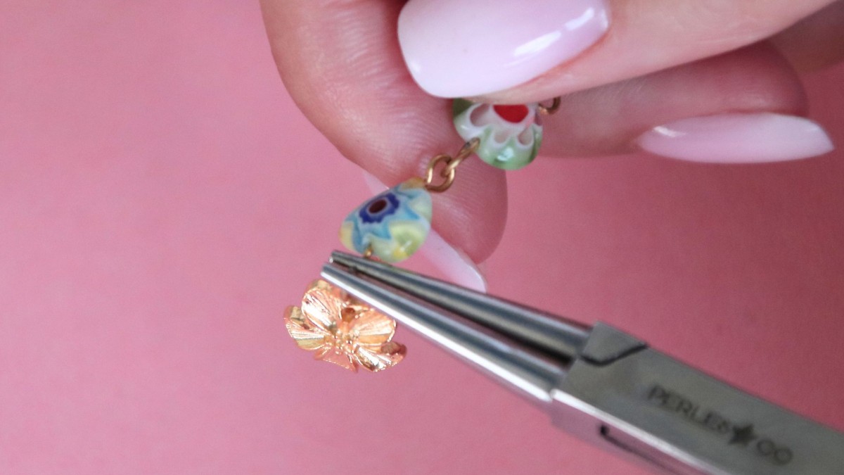 Pendientes colgantes con perlas Millefiori : Paso 2