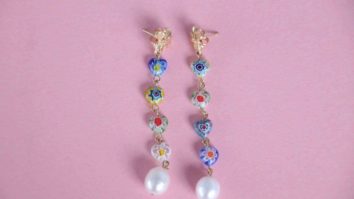 Pendientes colgantes con perlas Millefiori : Paso 4