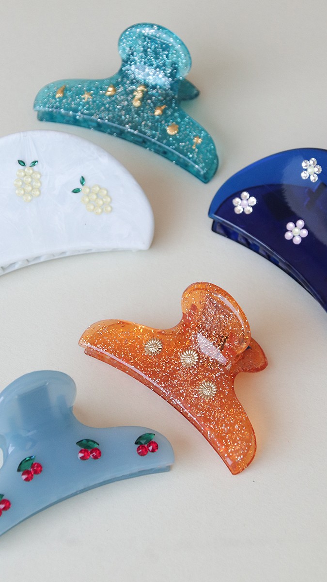 Esquema Pinzas para el pelo de conchas y frutas de verano con strass PureCrystal