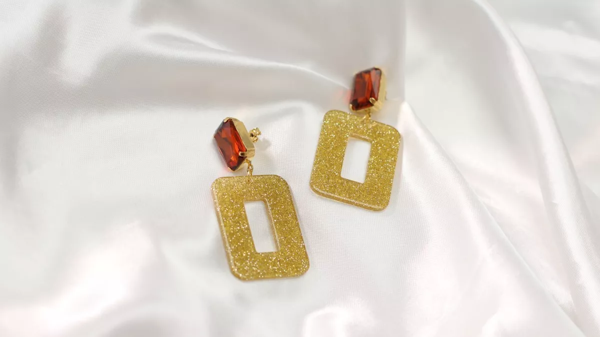 Esquema Pendientes rectangulares de purpurina plateada