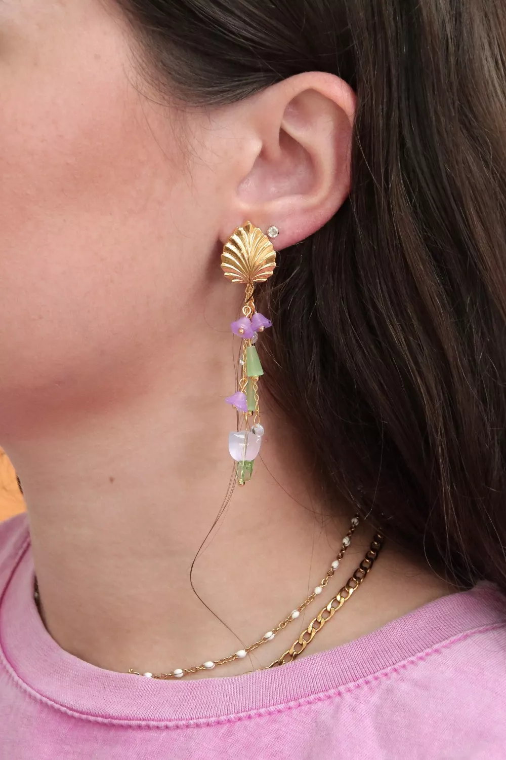 Pendientes colgantes con Cuentas de flores