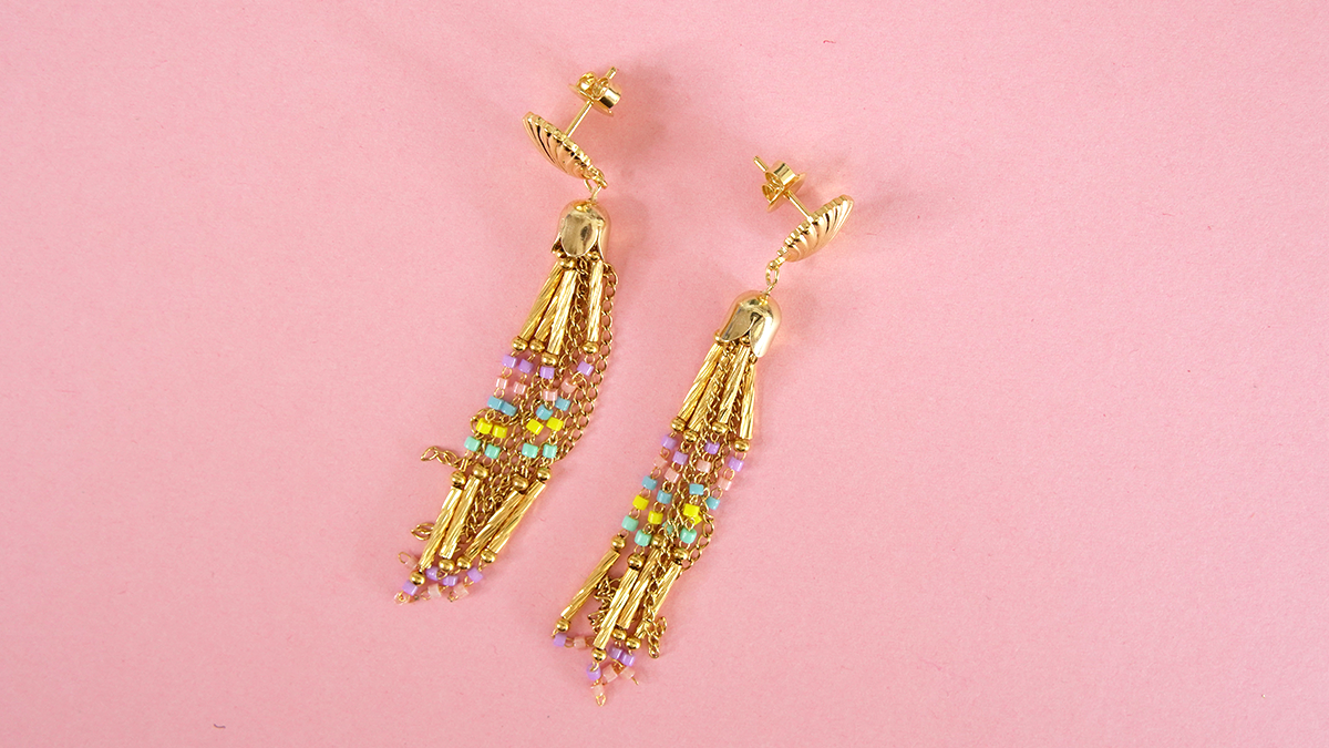 Pendientes colgantes con cadenas de colores pastel : Paso 6 Pendientes colgantes con cadenas de colores pastel : Paso 6
