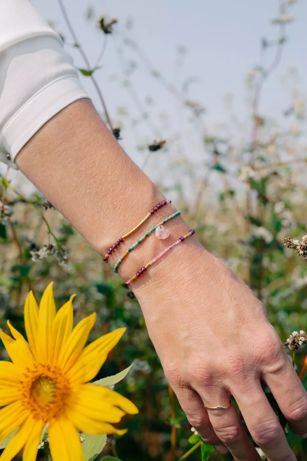 Esquema Pulseras elásticas con pequeñas piedras naturales